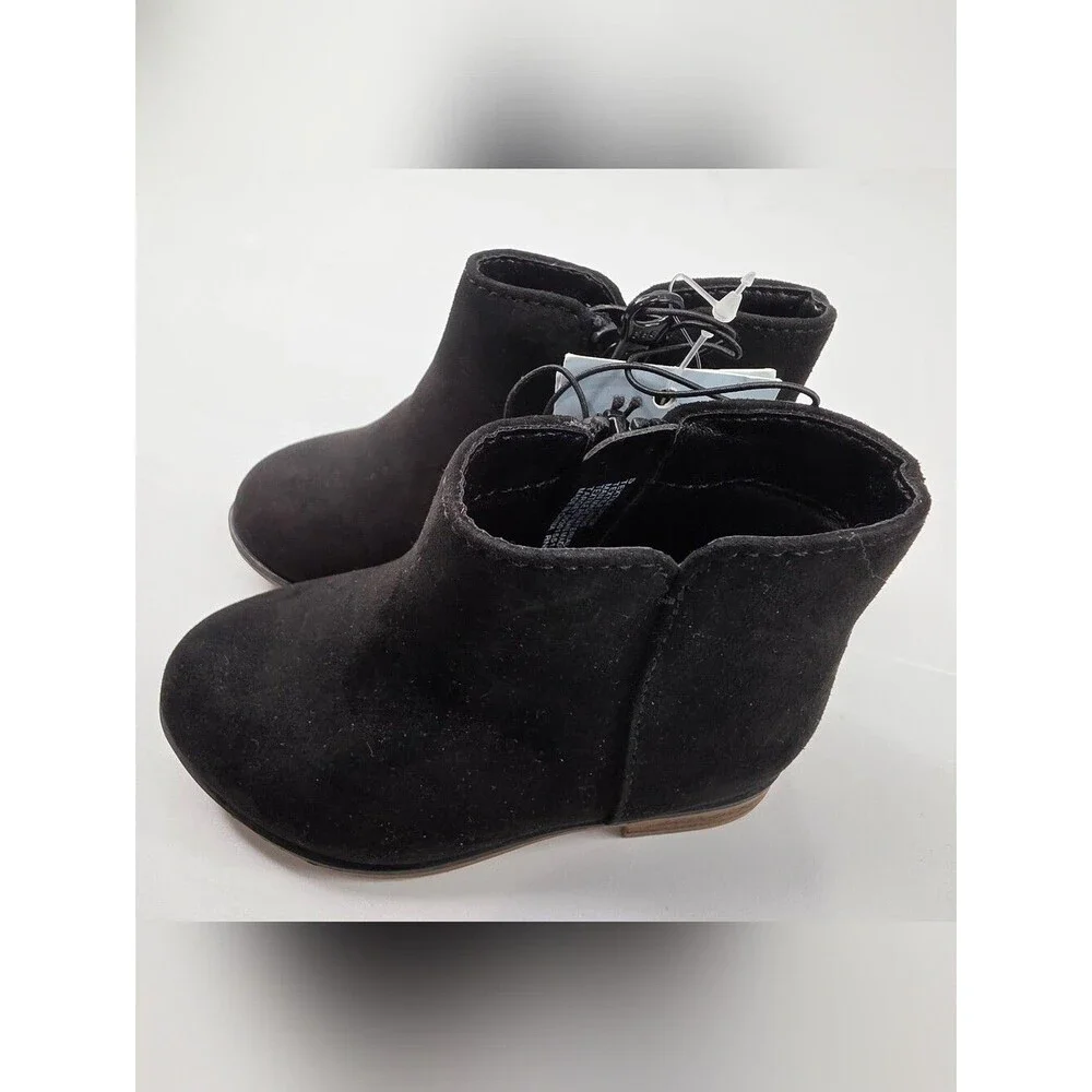 NWT Cat & Jack Girls' Suede Ankle Boots Size 5 Black 4012-
